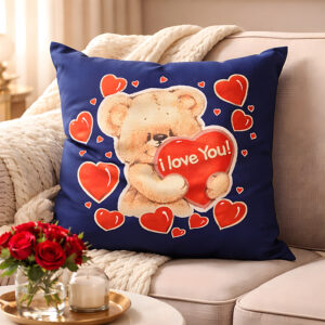 Teddy with Hearts Pillow