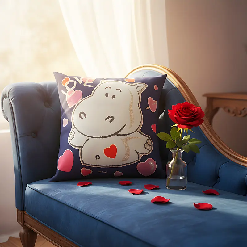 Hippo in Love Glow Pillow