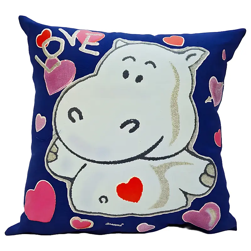 Hippo in Love Glow Pillow