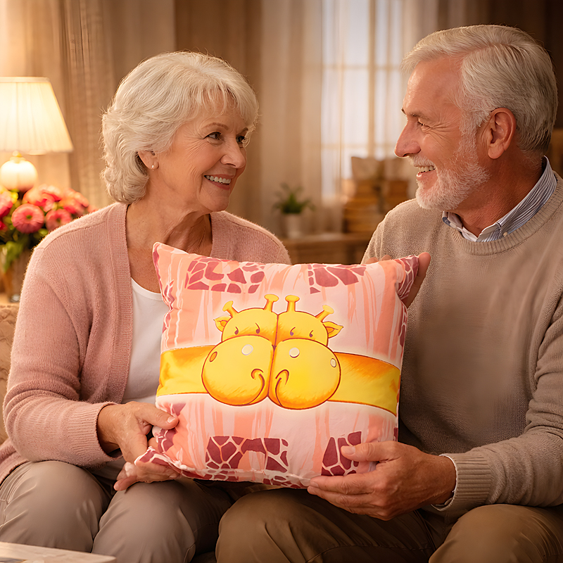 Two Giraffe Glow Pillow - Romantic gifts