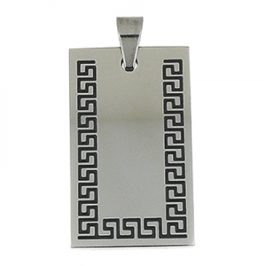 Greek Key Dog Tag Pendant
