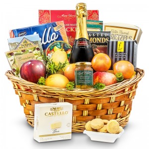 Bountiful fruit and cheese basket