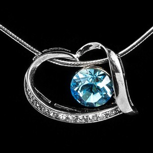 Silver Heart Pendant with Crystals