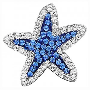 Starfish Pendant Vibrant Blue CZ Sterling Silver 20″ Chain