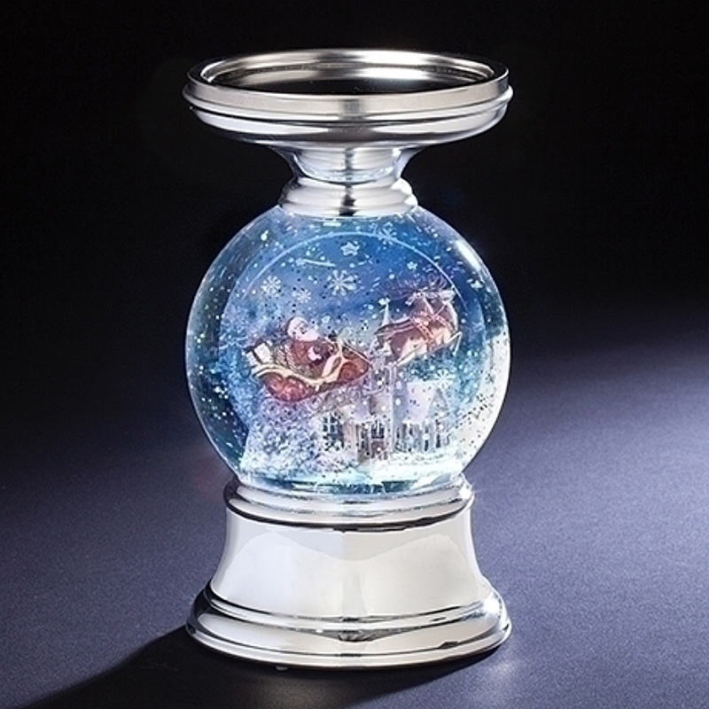 Santa Snow Globe Pedestal - LED Swirl