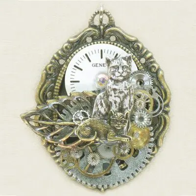 Steampunk Art Cats Brooch