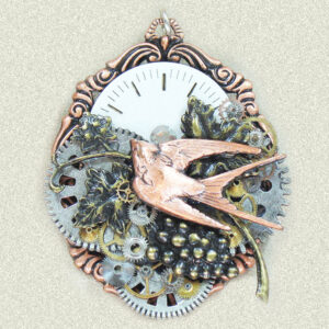 Steampunk Art Swallow Brooch