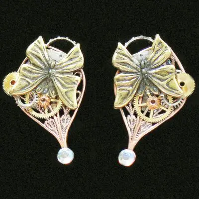 Steampunk Art Butterfly Earrings