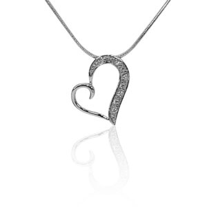 Curling Heart CZ Pendant