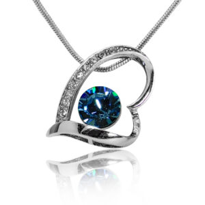 Heart Pendant with Blue Crystals