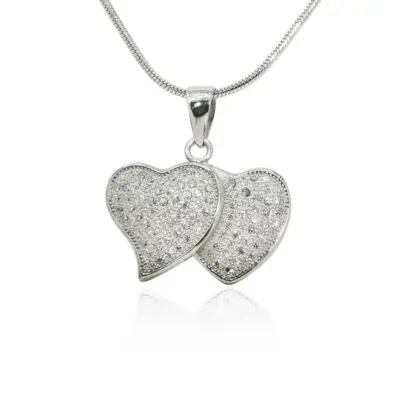 Double Heart Silver Pendant