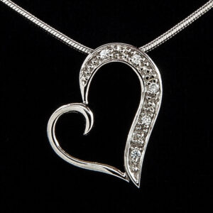 Curling Heart CZ Pendant