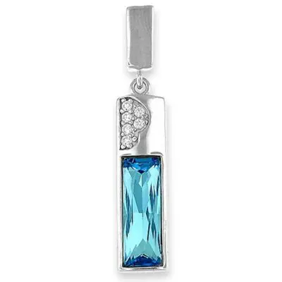 Blue Crystal Silver Pendant