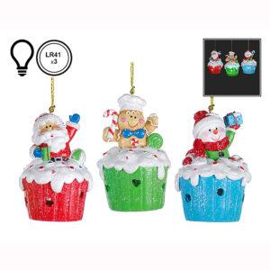 Santa Cupcake LED Ornament