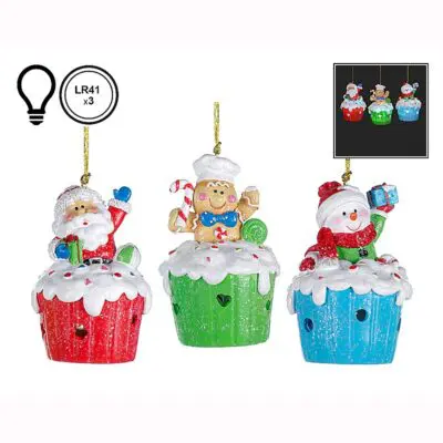 Santa Cupcake LED Ornament