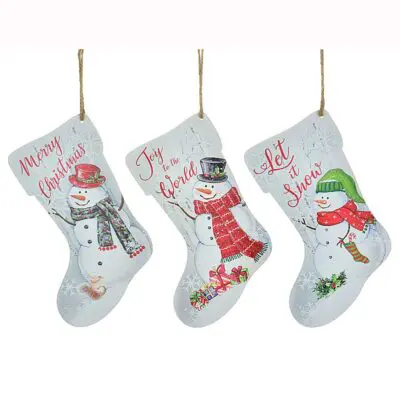 Tin Snowman Stocking Ornament