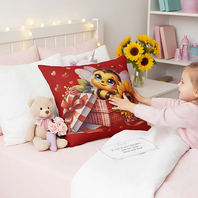 Bee in Giftbox Pillow